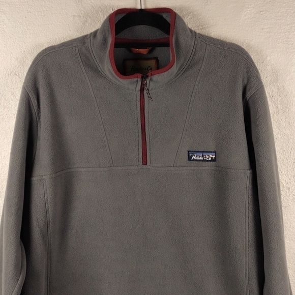 Hawke & Co Gray Funnel Neck 1/4 Zip Up Long Sleeve Fleece Pullover - Picture 2 of 9